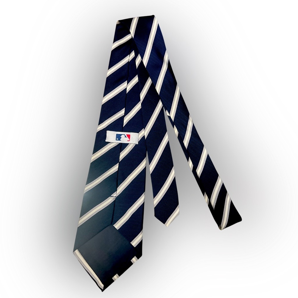 MLB Dark Blue and White Diagonal Stripe Tie - Picture 3 of 3